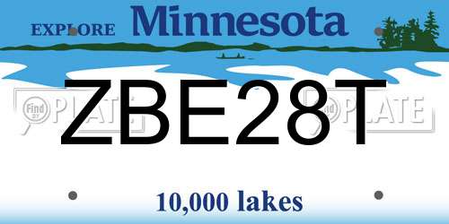 ZBE28T Minnesota License Plate