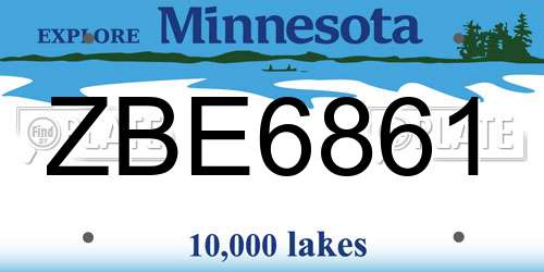 ZBE6861 Minnesota License Plate