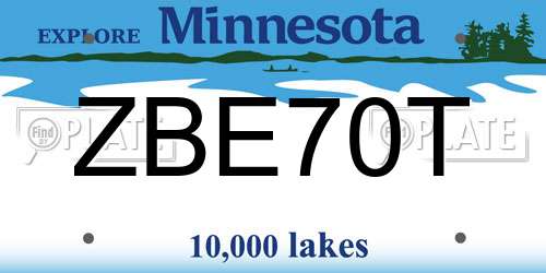 ZBE70T Minnesota License Plate