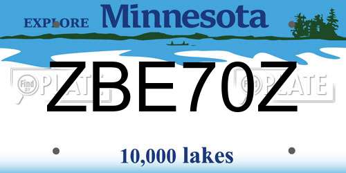 ZBE70Z Minnesota License Plate