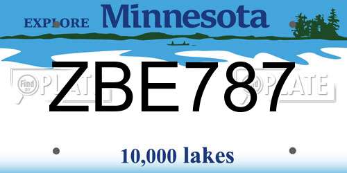ZBE787 Minnesota License Plate