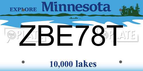 ZBE78T Minnesota License Plate