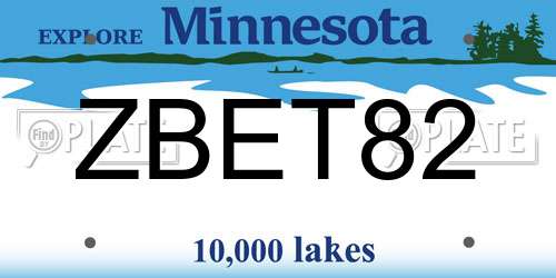 ZBET82 Minnesota License Plate