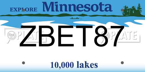 ZBET87 Minnesota License Plate