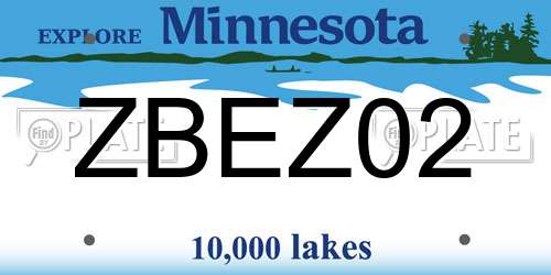 ZBEZ02 Minnesota License Plate