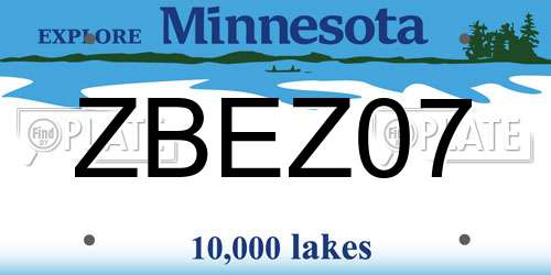 ZBEZ07 Minnesota License Plate