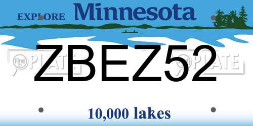 ZBEZ52 Minnesota License Plate