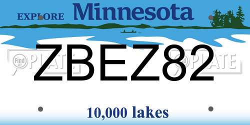ZBEZ82 Minnesota License Plate