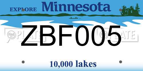ZBF005 Minnesota License Plate