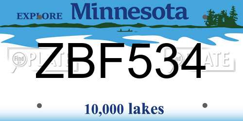 ZBF534 Minnesota License Plate