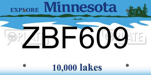ZBF609 Minnesota License Plate