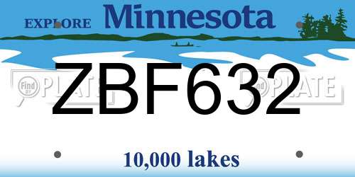 ZBF632 Minnesota License Plate