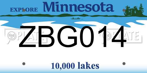 ZBG014 Minnesota License Plate