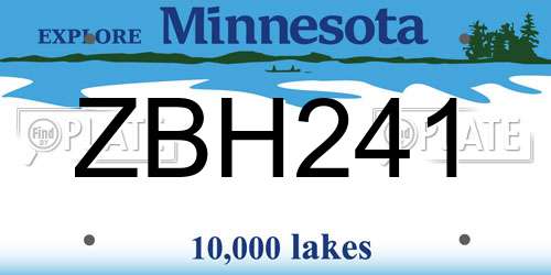 ZBH241 Minnesota License Plate