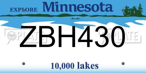 ZBH430 Minnesota License Plate