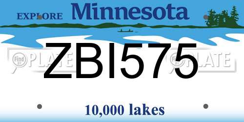 ZBI575 Minnesota License Plate