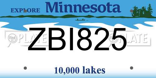 ZBI825 Minnesota License Plate