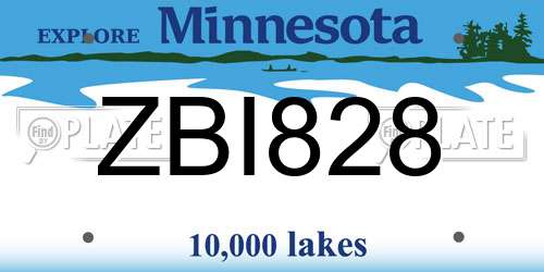 ZBI828 Minnesota License Plate