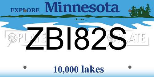 ZBI82S Minnesota License Plate
