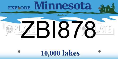 ZBI878 Minnesota License Plate