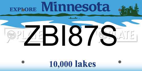 ZBI87S Minnesota License Plate