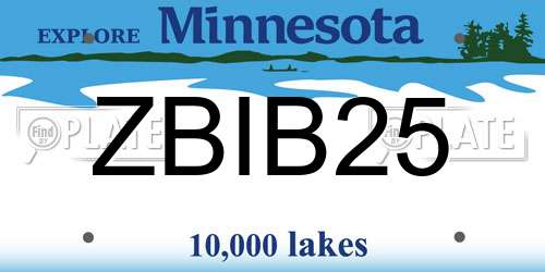 ZBIB25 Minnesota License Plate