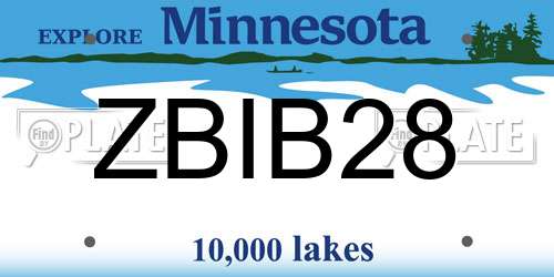 ZBIB28 Minnesota License Plate