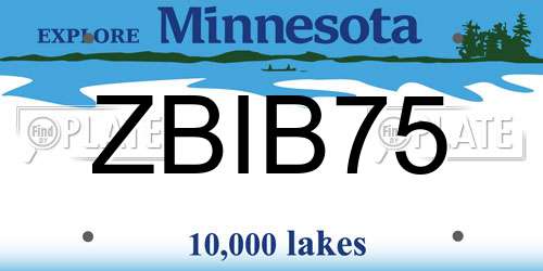 ZBIB75 Minnesota License Plate