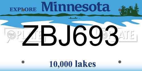 ZBJ693 Minnesota License Plate