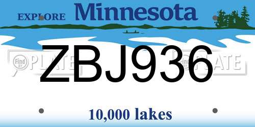 ZBJ936 Minnesota License Plate