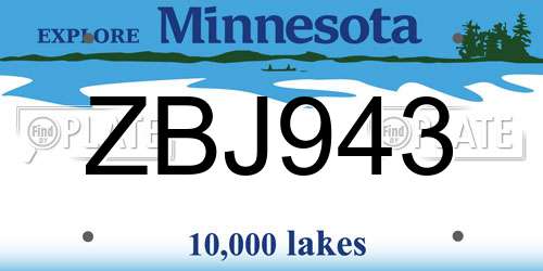 ZBJ943 Minnesota License Plate