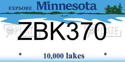 ZBK370 Minnesota License Plate