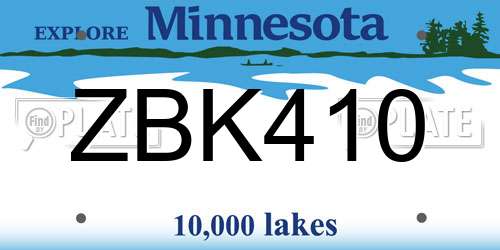 ZBK410 Minnesota License Plate