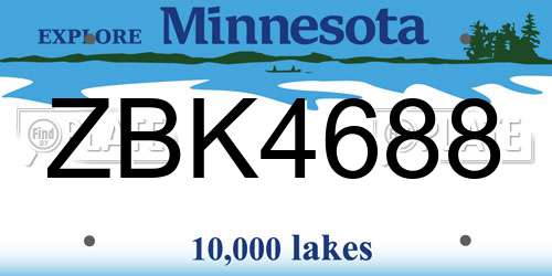 ZBK4688 Minnesota License Plate