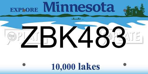 ZBK483 Minnesota License Plate
