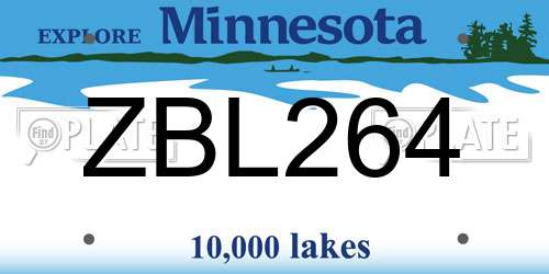 ZBL264 Minnesota License Plate
