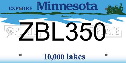 ZBL350 Minnesota License Plate