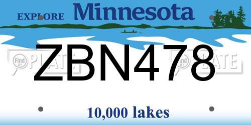 ZBN478 Minnesota License Plate
