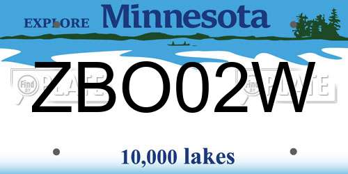ZBO02W Minnesota License Plate