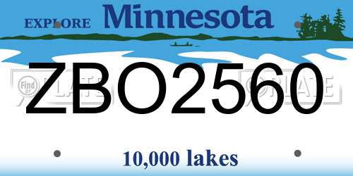 ZBO2560 Minnesota License Plate