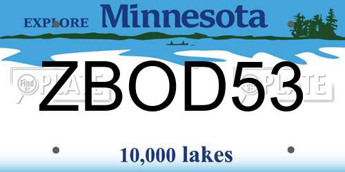 ZBOD53 Minnesota License Plate