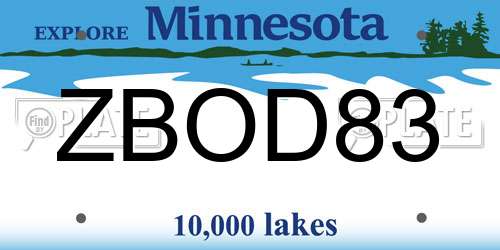 ZBOD83 Minnesota License Plate