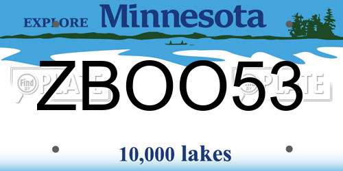 ZBOO53 Minnesota License Plate