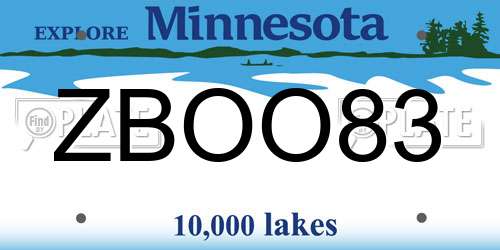 ZBOO83 Minnesota License Plate
