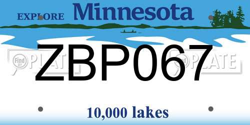 ZBP067 Minnesota License Plate