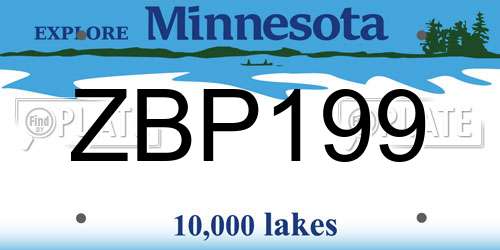 ZBP199 Minnesota License Plate