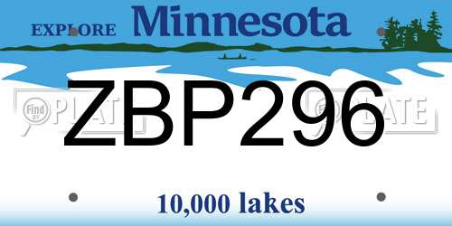 ZBP296 Minnesota License Plate