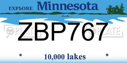ZBP767 Minnesota License Plate