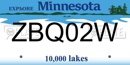 ZBQ02W Minnesota License Plate