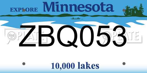 ZBQ053 Minnesota License Plate